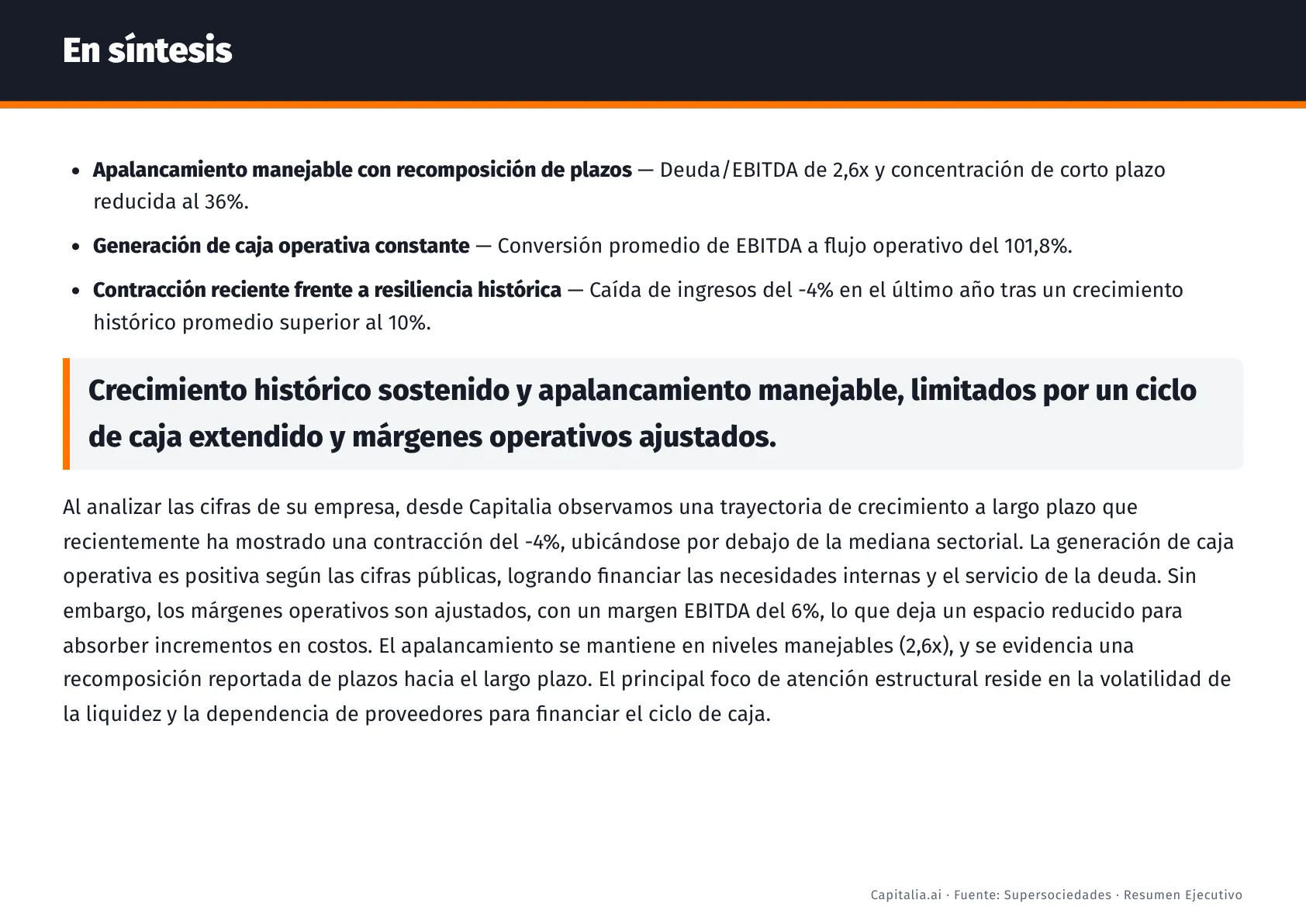 Síntesis y tesis — análisis de Productos Ramo por Capitalia